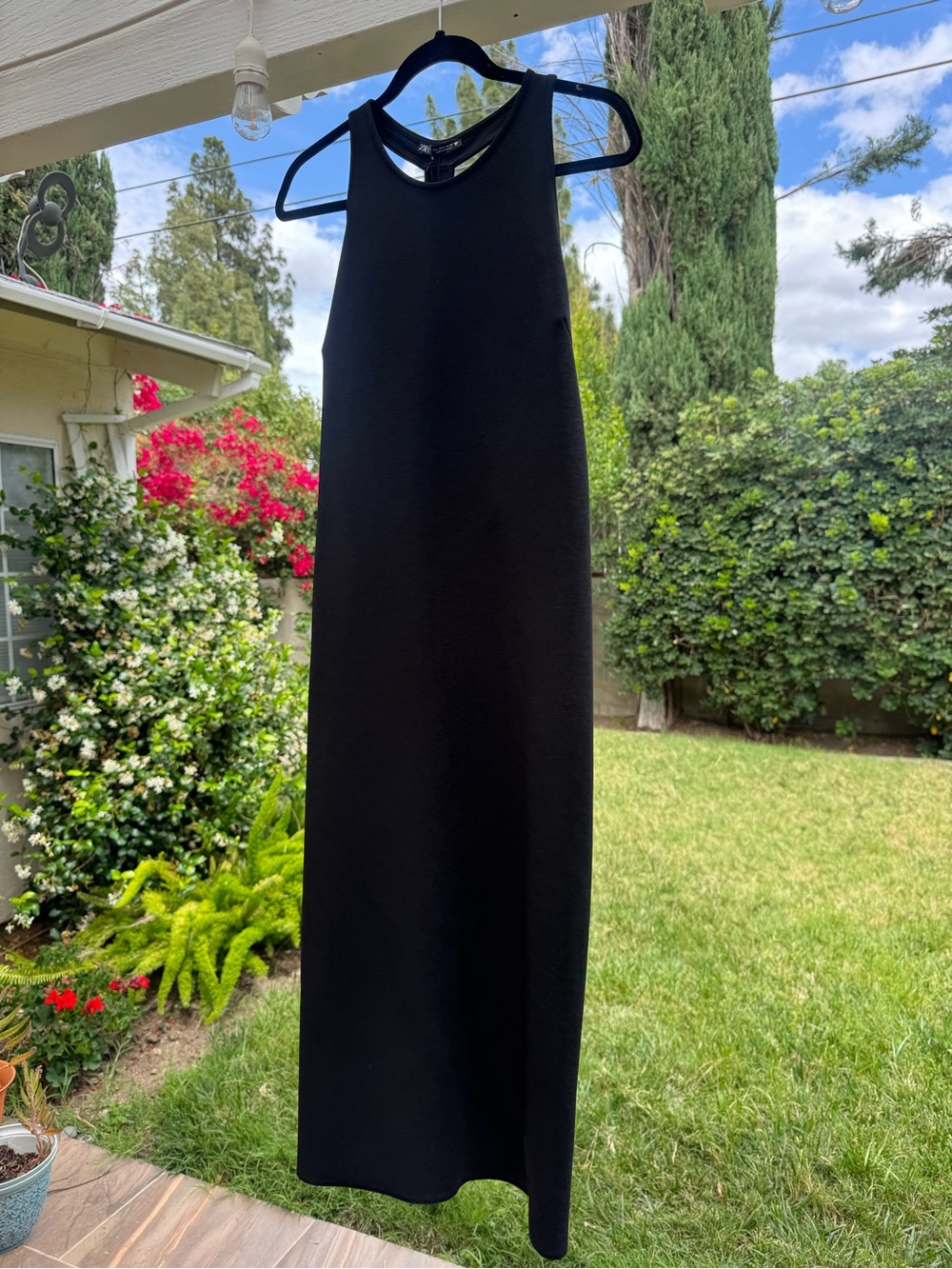 Zara Black Backless Racer T-Back Dress
